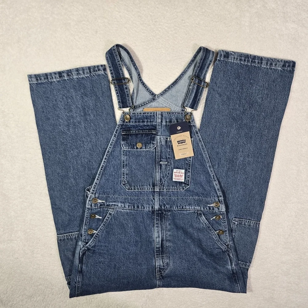 $120 Levis Workwear Loose Overalls Mens Size Small Denim Cotton Blue S